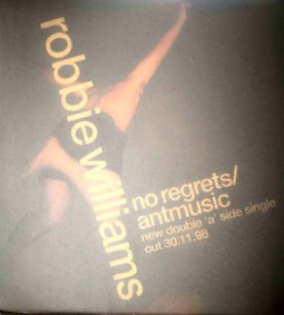 Zum Release: ROBBIE WILLIAMS / "No Regrets" - "Antmusic" - WINDOW-Sticker, 1998
