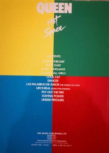 Rarität: Noten zum Album "Hot Space" von QUEEN - England 1982