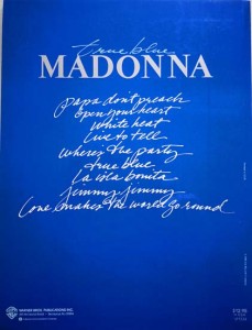 Notenbuch - MADONNA - "True Blue" - NEUWERTIG mit POSTER !! USA 1986