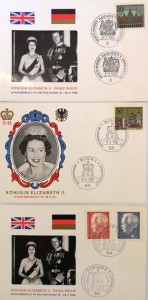 QUEEN ELIZABETH - 3x Ersttagsstempel von Ihrem Staatsbesuch 1965