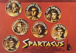 USTINOV, DOUGLAS, CURTIS - Film- Postkarte "SPARTACUS" - England ca. 80er Jahre