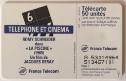 ROMY SCHNEIDER - Telefonkarte, Frankreich - Motiv aus dem Film: "La Piscine" 1969
