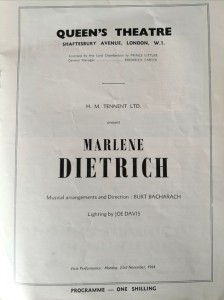 MARLENE DIETRICH - Programmheft - Queen´s Theater - London von 1964