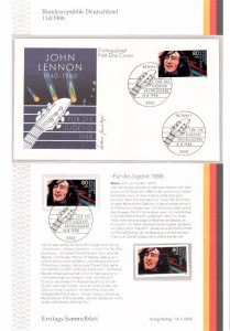 First Day Cover - JOHN LENNON (The Beatles)  - Deutschland 1988