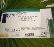 Konzert- Ticket - PET SHOP BOYS - "Release"- Tour 2002
