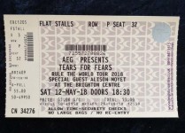 Ungenutztes TICKET - TEARS FOR FEARS - abgesagtes Konzert in England 2018