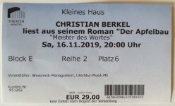 Ticket für eine Lesung von CHRISTIAN BERKEL - 2019