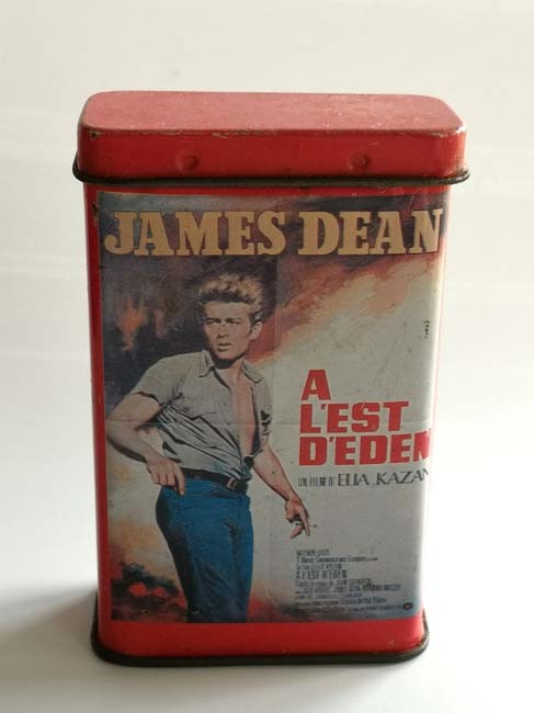 JAMES DEAN - Alte Blechdose für Zigaretten - "Jenseits von Eden" - Motiv JAMES DEAN - Alte Blechdose für Zigaretten - "Jenseits von Eden" - Motiv