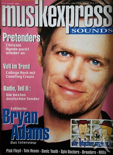 BRYAN ADAMS - Titelstory auf der "Musik Express" von 1994 BRYAN ADAMS - Titelstory auf der "Musik Express" von 1994