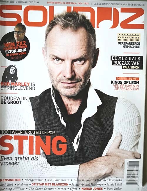 STING - auf dem Cover der SOUNDZ - Holland 2016 STING - auf dem Cover der SOUNDZ - Holland 2016