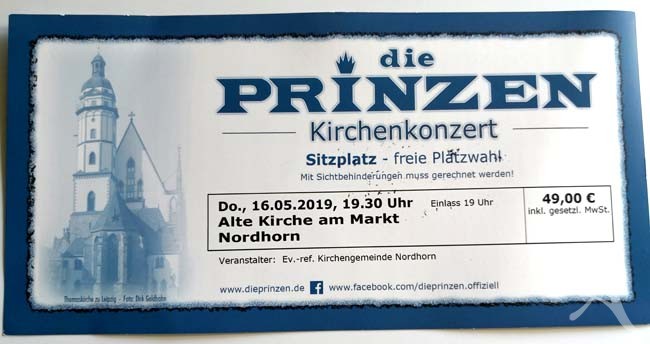 DIE PRINZEN - unbenutztes KONZERT-Ticket