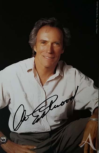 CLINT EASTWOOD - schönes Foto mit gedrucktem Autogramm CLINT EASTWOOD - schönes Foto mit gedrucktem Autogramm