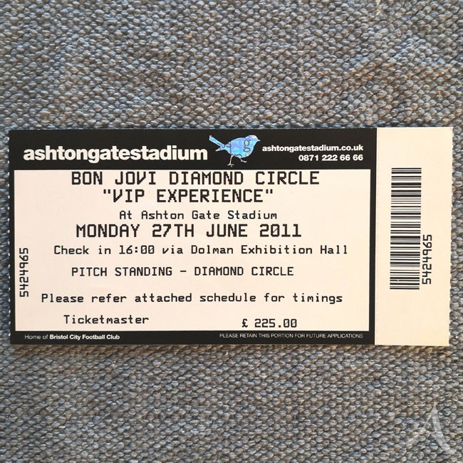 RARITÄT! - BON JOVI - Ticket - "Bon Jovi - live"- Tour 2011, Bristol England