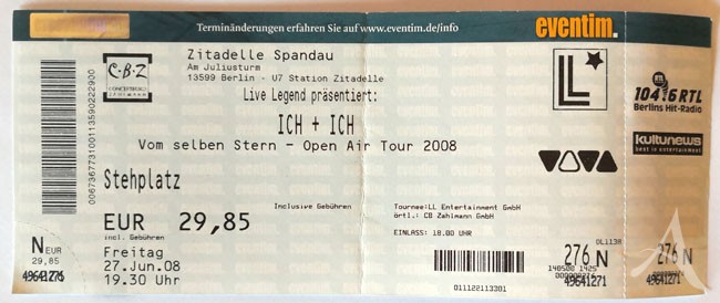 Ticket - ICH & ICH - "Vom Selben Stern Tour 2008" - ADEL TAWIL