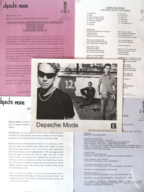 DEPECHE MODE - Presse- Promoartikel rund um den Release von "EXCITER" - USA 2001 - PLUS... DEPECHE MODE - Presse- Promoartikel rund um den Release von "EXCITER" - USA 2001 - PLUS...
