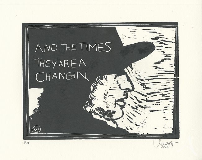 ORIGINAL- HOLZSCHNITT - Bob Dylan von Ole West