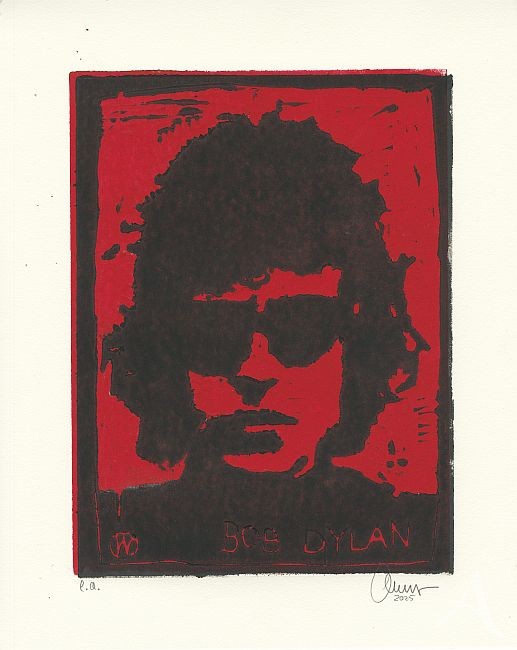 ORIGINAL- HOLZSCHNITT - "Bob Dylan" von Ole West