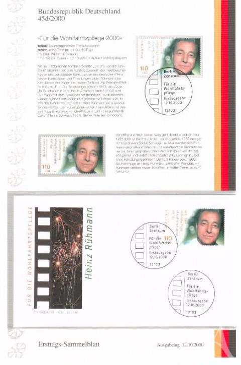 First Day Cover - HEINZ RÜHMANN - Deutschland 2000 First Day Cover - HEINZ RÜHMANN - Deutschland 2000