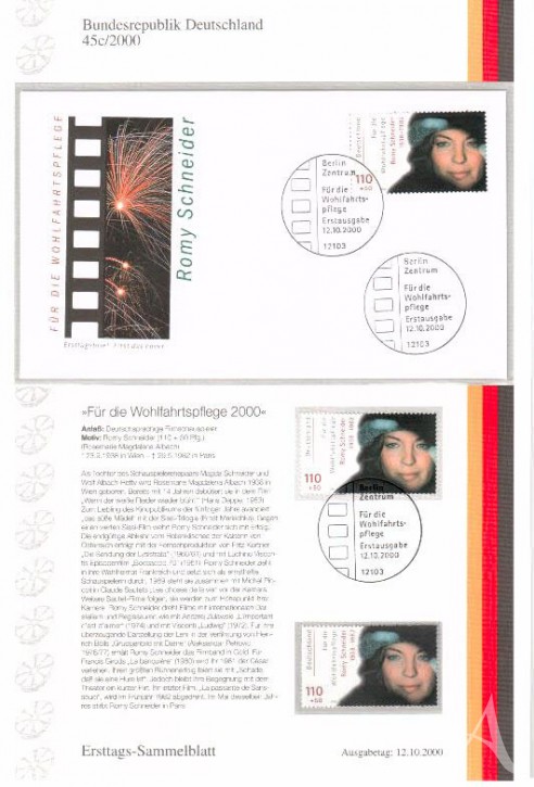 First Day Cover - ROMY SCHNEIDER - Deutschland 2000 First Day Cover - ROMY SCHNEIDER - Deutschland 2000