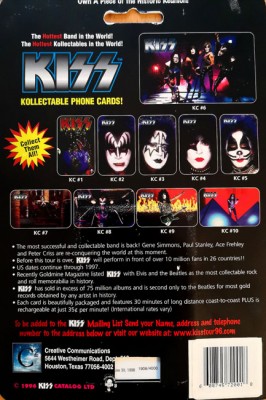 Komplettes 4er Set - PrePaid PhoneCards - KISS - USA 1996